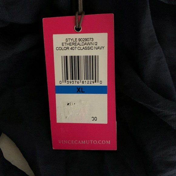 Vince Camuto Top Blouse Navy Blue Tie Front Sz XL - Picture 6 of 6